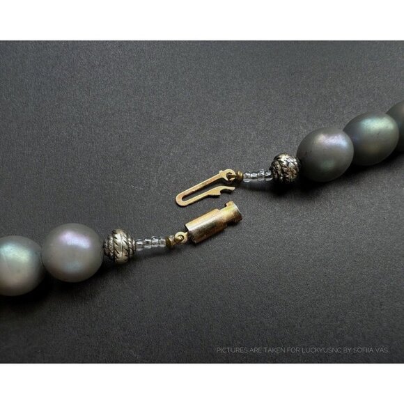 Vintage Rainbow Shell 4, Mozaic & grey ball beaded Statement Necklace 33” - Picture 4 of 6